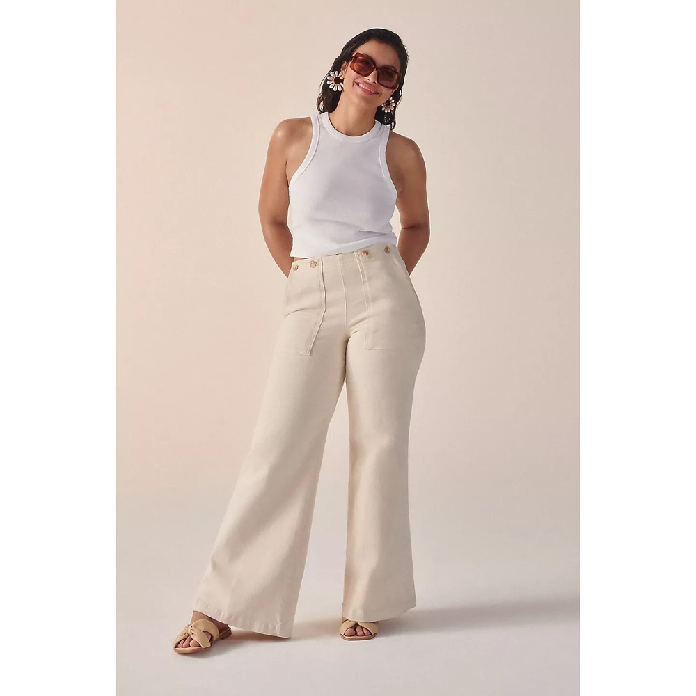 High-Rise Wide-Leg Women’s Jeans - Cream